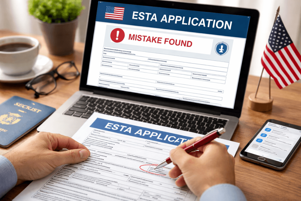 Virheen korjaaminen ESTA-hakemuksessa